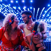 crowd of people partying on summer festival. - concert stock pictures, royalty-free photos & images