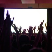crowd silhouette at a performance - concert stock pictures, royalty-free photos & images