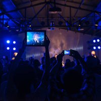 crowd using tablet pc at rock concert - concert stock pictures, royalty-free photos & images