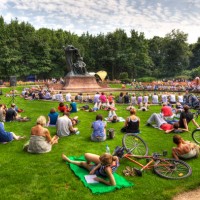 Crowds attend 'Concerts under the Willow Tree' by Chopin in Lazienki Park in Warsaw, 30th July 2010.