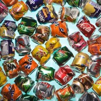 crushed aluminum cans - junk food stock pictures, royalty-free photos & images