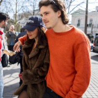 Cruz Beckham and Jackie Apostel are seen during the Womenswear Fall/Winter 2025/2026 as part of Paris Fashion Week on March 07, 2025 in Paris, France.