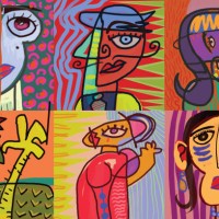 cubism style portrait collection - fashion stock illustrations