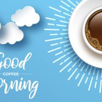 cup of coffee surrounded by sun rays. vector illustration for breakfast and morning ads and subjects - coffee stock illustrations