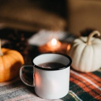 cup of tea in fall season set up - home decoration stock pictures, royalty-free photos & images