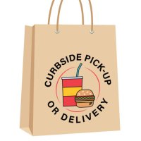 curbside take-out or delivery bags with burger and soda - junk food stock illustrations