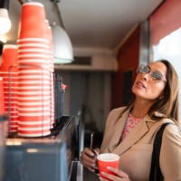 customer woman at coffee shop counter - junk food stock pictures, royalty-free photos & images