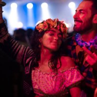 dancing couple at festival - concert stock pictures, royalty-free photos & images