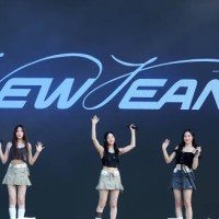 Danielle, Hyein, Hanni, Minji and Haerin of NewJeans perform in concert during Lollapalooza at Grant Park on August 03, 2023 in Chicago, Illinois.