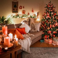 danish christmas tree with traditional decorations - home decoration stock pictures, royalty-free photos & images