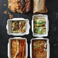 danish dishes for family dinner in recyclable containers - junk food stock pictures, royalty-free photos & images
