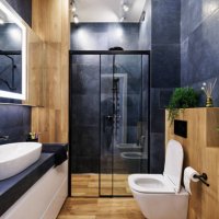 dark blue modern luxury bathroom. - home decoration stock pictures, royalty-free photos & images