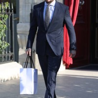 David Beckham is seen leaving his hotel ahead of the Victoria Beckham Show during the Womenswear Fall/Winter 2025/2026 as part of Paris Fashion Week...