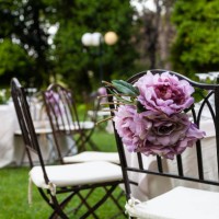 decorated chair detail for outdoor celebration - garden decoration stock pictures, royalty-free photos & images
