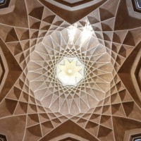 decorated dome of dowlat abad persian garden in yazd, iran - garden decoration stock pictures, royalty-free photos & images