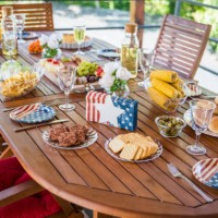 decorated table for celebrating - garden decoration stock pictures, royalty-free photos & images