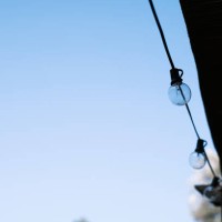 decorative row of lights outside.copy space - garden decoration stock pictures, royalty-free photos & images