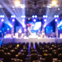 defocused illuminated lights at stage - concert stock pictures, royalty-free photos & images
