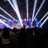 defocused illuminated lights at stage a music concert - concert stock pictures, royalty-free photos & images