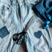 denim upcycling ideas, using old jeans, repurposing jeans, reusing old jeans, upcycle stuff - fashion stock pictures, royalty-free photos & images