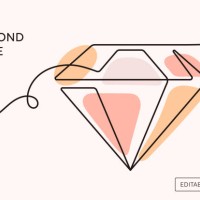 diamond shape continuous line illustration - fashion stock illustrations