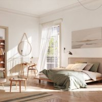 digital render of a serene bedroom oasis with natural light - home decoration stock pictures, royalty-free photos & images
