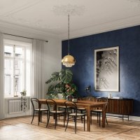 digitally generated image of dining area in a modern home - home decoration stock pictures, royalty-free photos & images
