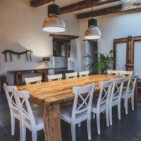 dining area in traditional spanish farmhouse - home decoration stock pictures, royalty-free photos & images