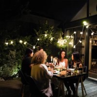 dinner party - garden decoration stock pictures, royalty-free photos & images