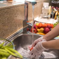 disinfecting groceries during covid-19 - food stock pictures, royalty-free photos & images
