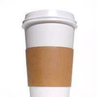 disposable coffee/tea cup with heat protector - coffee stock pictures, royalty-free photos & images
