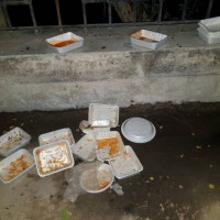 disposable food boxes or containers thrown on ground after eating the meal. - junk food stock pictures, royalty-free photos & images