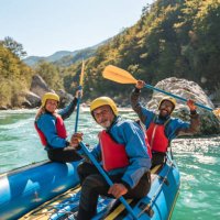 diverse mature group river rafting in natural setting - travel stock pictures, royalty-free photos & images