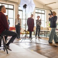 diverse models and crew during photoshoot prep - fashion stock pictures, royalty-free photos & images