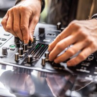 dj hands mixing music for a night club party or wedding. - concert stock pictures, royalty-free photos & images