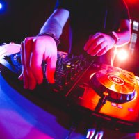dj playing and mixing music at party - concert stock pictures, royalty-free photos & images