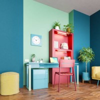 domestic room with vibrant multicolored furniture - home decoration stock pictures, royalty-free photos & images