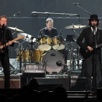 Don Henley of the Eagles performs with Scott F. Crago and Deacon Frey at MGM Grand Garden Arena on September 27, 2019 in Las Vegas, Nevada.