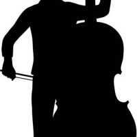 double bassist or cellist silhouette - concert stock illustrations