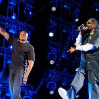 Dr. Dre and Snoop Dogg perform as part of Day 2 of the 2012 Coachella Valley Music & Arts Festival at the Empire Polo Fields on April 14, 2012 in...