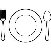 drawing of a plate with a spoon and a fork - food stock pictures, royalty-free photos & images