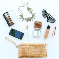 dressing case with a lot of feminine objects.yellow background - fashion stock pictures, royalty-free photos & images