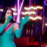 Dua Lipa performing during a concert at Estadio Banorte on September 23, 2022 in Mexico City, Mexico.