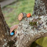 easter eggs picking, montargis, france. - garden decoration stock pictures, royalty-free photos & images