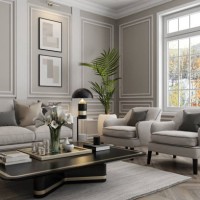 elegant neo-classical parisian luxury living room with modern touches - home decoration stock pictures, royalty-free photos & images