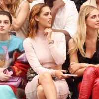 Emily Carey, Miriam Leone and Chiara Ferragni are seen at the Fendi Spring Summer 2023 Show during Milan Fashion Week on September 21, 2022 in Milan,...