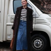 Emma Stallmark is seen wearing a Brown Shearling Coat outside OpéraSport show during the Copenhagen Fashion Week Autumn/Winter 2025 on January 27,...
