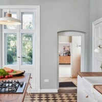 empty kitchen with gas stove - home decoration stock pictures, royalty-free photos & images