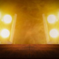 empty wood table with concert spotlight - concert stock pictures, royalty-free photos & images