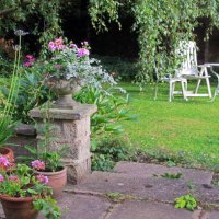 english back garden - garden decoration stock pictures, royalty-free photos & images